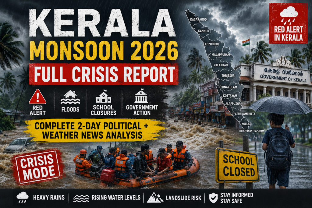 Kerala Monsoon 2026 Full Crisis Report: Red Alert, Floods, School Closures & Government Action (Complete 2-Day Political + Weather News Analysis)